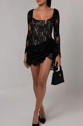 Sweetheart Long Sleeve Lace Mini Dress | Dress In Beauty